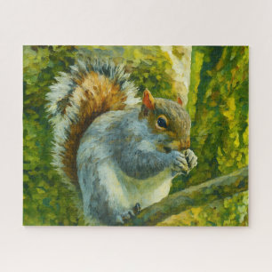 Impressionistische eekhoorn in bosgebladerte legpuzzel