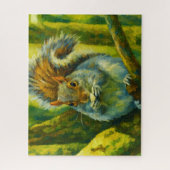 Impressionistische eekhoorn in bosgebladerte legpuzzel (Verticaal)