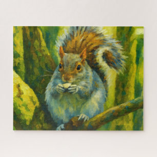 Impressionistische eekhoorn in bosgebladerte legpuzzel