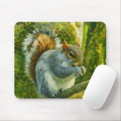 Impressionistische eekhoorn in bosgebladerte muismat (Met muis)