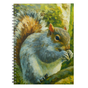 Impressionistische eekhoorn in bosgebladerte notitieboek