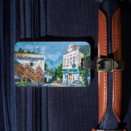 Impressionistische Europese Stadsgezicht Acryl Bag Bagagelabel