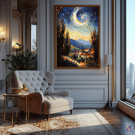Impressionistische geïnspireerde sterrennacht poster