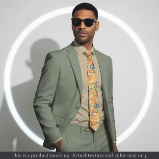 Impressionistische gele bloemhalsdoek stropdas