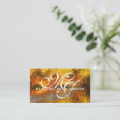 Impressionistische Gouden Tint Monogrammed Visitekaartje (Staand voorkant)