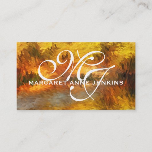Impressionistische Gouden Tint Monogrammed Visitekaartje (Voorkant)