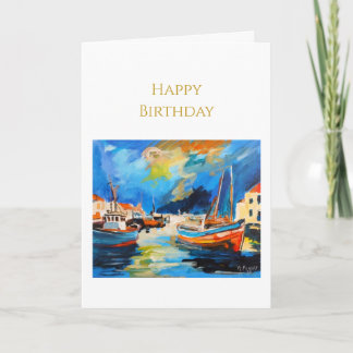 Impressionistische Haven Verjaardagskaart Kaart