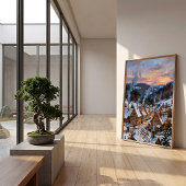 Impressionistische herfst dorpsmuur kunst canvaspr poster