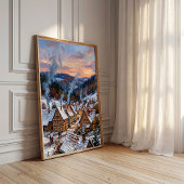 Impressionistische herfst dorpsmuur kunst canvaspr poster