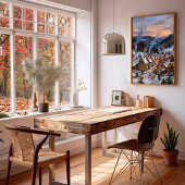 Impressionistische herfst dorpsmuur kunst canvaspr poster
