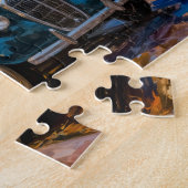 Impressionistische herfst stad avond met vintage s legpuzzel (Zijkant)