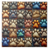 Impressionistische hondenpootafdruk met passie tegeltje (Voorkant)