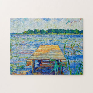 Impressionistische houten steiger bij Ferch aan de Legpuzzel
