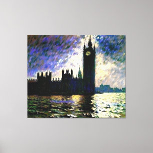 Impressionistische huizen van het parlement canvas afdruk