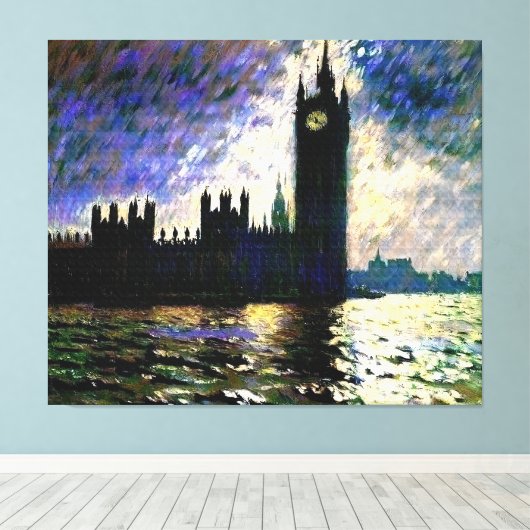 Impressionistische huizen van het parlement canvas afdruk (Insitu (Houten vloer))