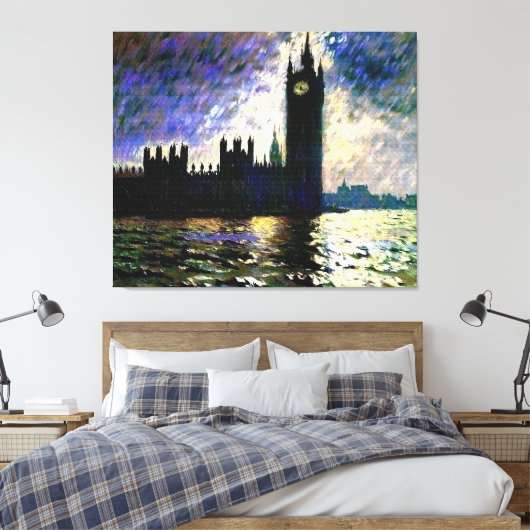Impressionistische huizen van het parlement canvas afdruk (Insitu (Slaapkamer))