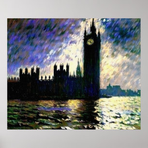 Impressionistische huizen van het parlement poster