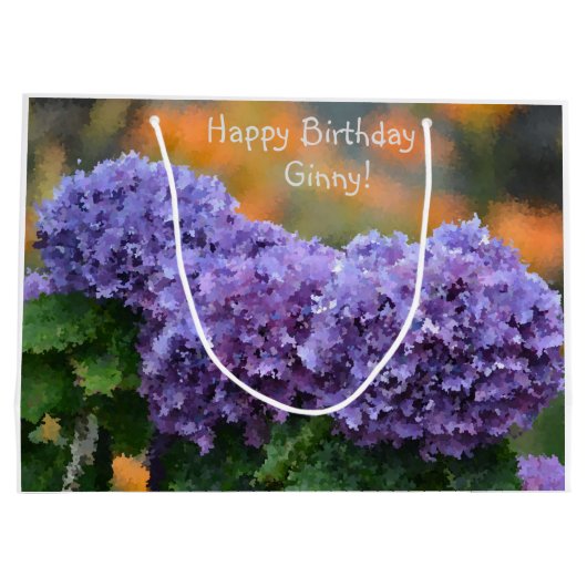 Impressionistische Hydrangea Happy Birthday Groot Cadeauzakje (Achterkant)