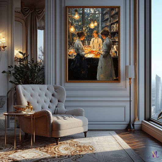 Impressionistische interieurscène – Warme lichtstu Poster