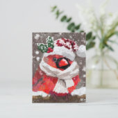 Impressionistische Kardinaal Vogelsjaal & Pet in S Briefkaart (Staand voorkant)