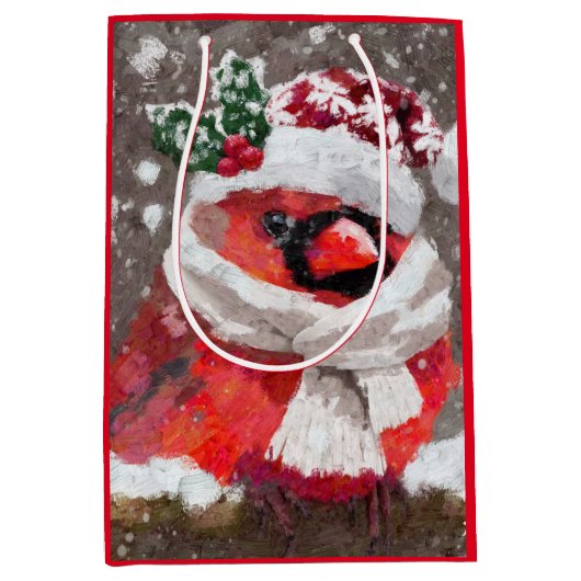 Impressionistische Kardinaal Vogelsjaal & Pet in S Medium Cadeauzakje (Voorkant)