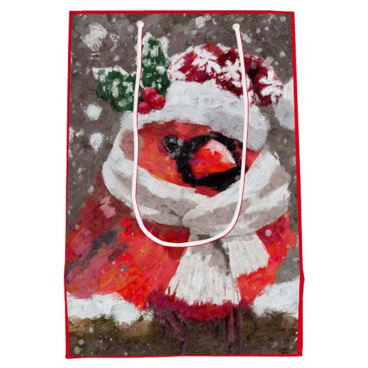 Impressionistische Kardinaal Vogelsjaal & Pet in S Medium Cadeauzakje (Achterkant)