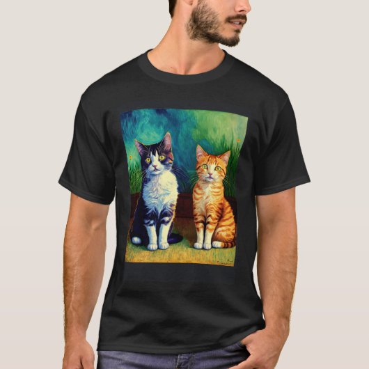Impressionistische Kat Impressionisme Katten Schil T-shirt (Voorkant)