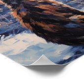 Impressionistische kat met uitzicht op water in de poster (Hoek)