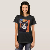 Impressionistische kat schreeuwen Impressionisme K T-shirt (Voorkant volledig)