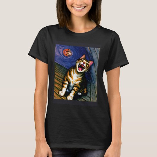 Impressionistische kat schreeuwen Impressionisme K T-shirt (Voorkant)