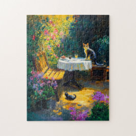 Impressionistische katten spelen in de hoek van de legpuzzel