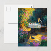 Impressionistische katten spelen in de tuin hoek briefkaart (Voorkant / Achterkant)