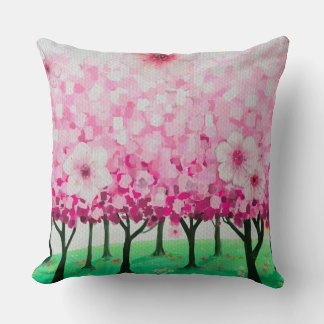 Impressionistische kersenbloesems kussen (Voorkant)