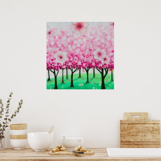 Impressionistische kersenbloesems poster (Keuken)