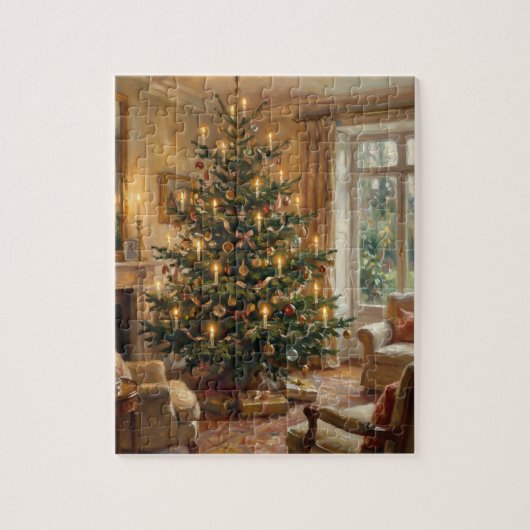 Impressionistische kerstboom in Monet-stijl kunst Legpuzzel (Verticaal)