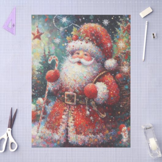 Impressionistische Kerstman Kerstdecoupage Tissuepapier (Craft)