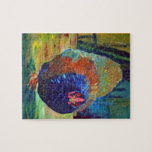 Impressionistische kippenkunst legpuzzel (Horizontaal)