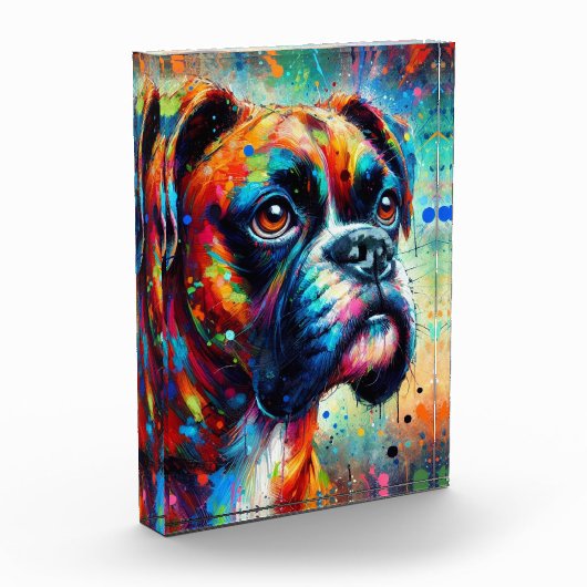 Impressionistische Kleurrijke Pop Art Boxer Dog Pa Fotoblokken (Links)