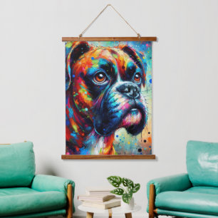 Impressionistische Kleurrijke Pop Art Boxer Dog Pa Hangend Wandkleed