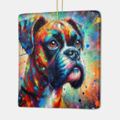 Impressionistische Kleurrijke Pop Art Boxer Dog Pa Keramisch Ornament (Links)