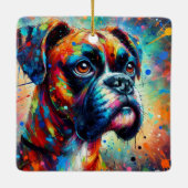 Impressionistische Kleurrijke Pop Art Boxer Dog Pa Keramisch Ornament (Achterkant)