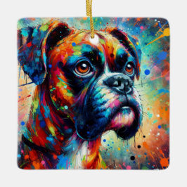 Impressionistische Kleurrijke Pop Art Boxer Dog Pa Keramisch Ornament