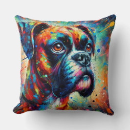 Impressionistische Kleurrijke Pop Art Boxer Dog Pa Kussen
