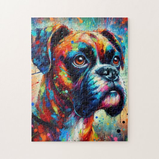 Impressionistische Kleurrijke Pop Art Boxer Dog Pa Legpuzzel (Verticaal)