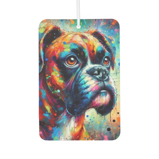 Impressionistische Kleurrijke Pop Art Boxer Dog Pa Luchtverfrisser (Voorkant)