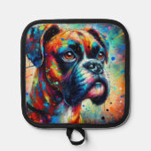 Impressionistische Kleurrijke Pop Art Boxer Dog Pa Pannenlap (Voorkant)