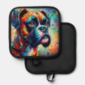 Impressionistische Kleurrijke Pop Art Boxer Dog Pa Pannenlap (Voorkant / Achterkant)