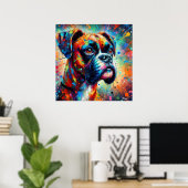 Impressionistische Kleurrijke Pop Art Boxer Dog Pa Poster (Thuiskantoor)