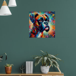 Impressionistische Kleurrijke Pop Art Boxer Dog Pa Poster