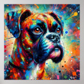 Impressionistische Kleurrijke Pop Art Boxer Dog Pa Poster (Voorkant)